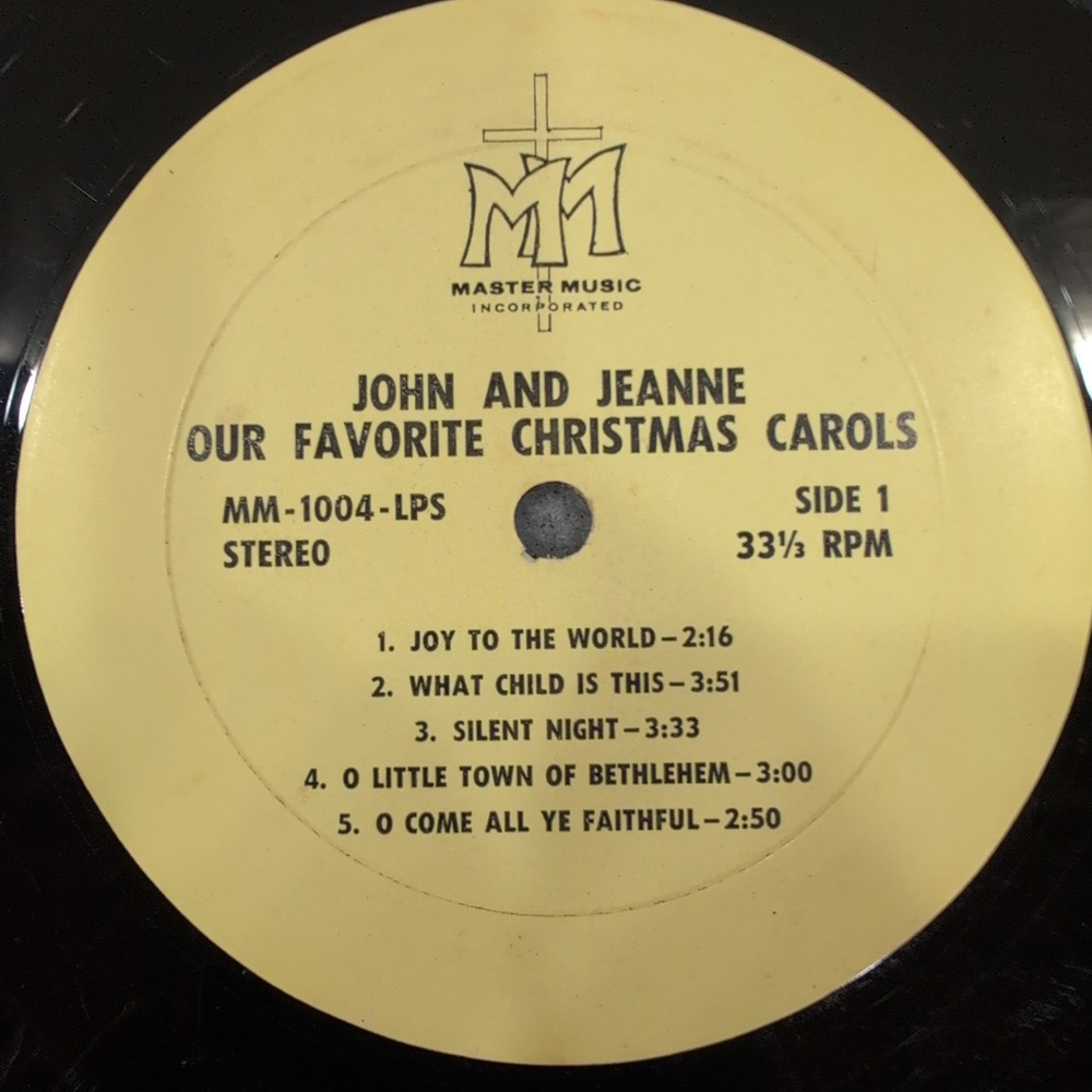 John and Jeanne Our Favorite Christmas Carols Vinyl LP Master Music MM-1004-LPS - Picture 1 of 4
